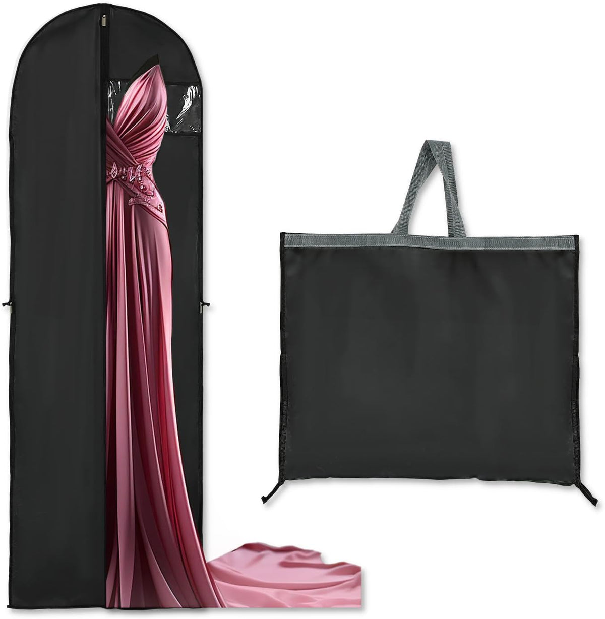 Long Garment Storage Bags with Clear Window and Full Length Zipper 2 Pack