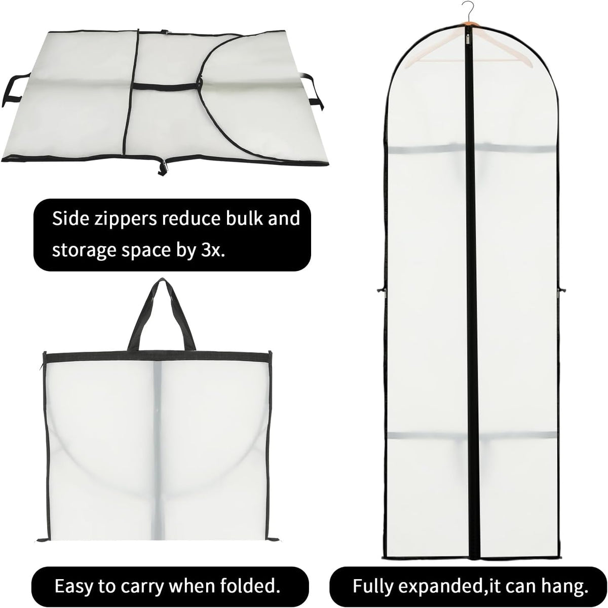 Long Garment Storage Bags with Clear Window and Full Length Zipper 2 Pack