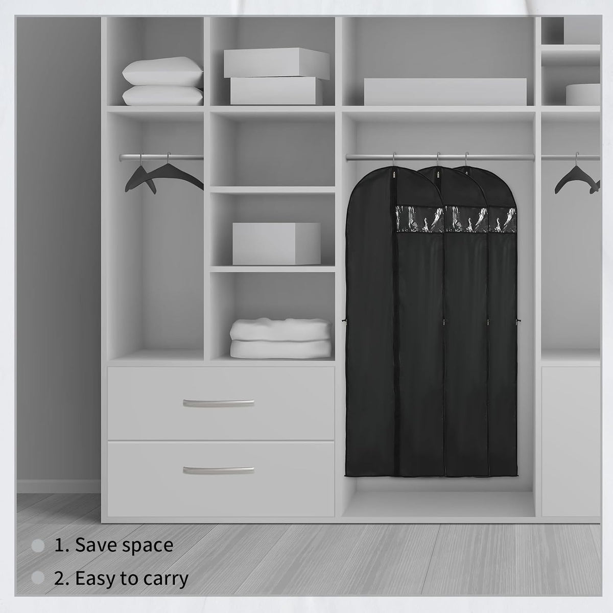 Long Garment Storage Bags with Clear Window and Full Length Zipper 2 Pack