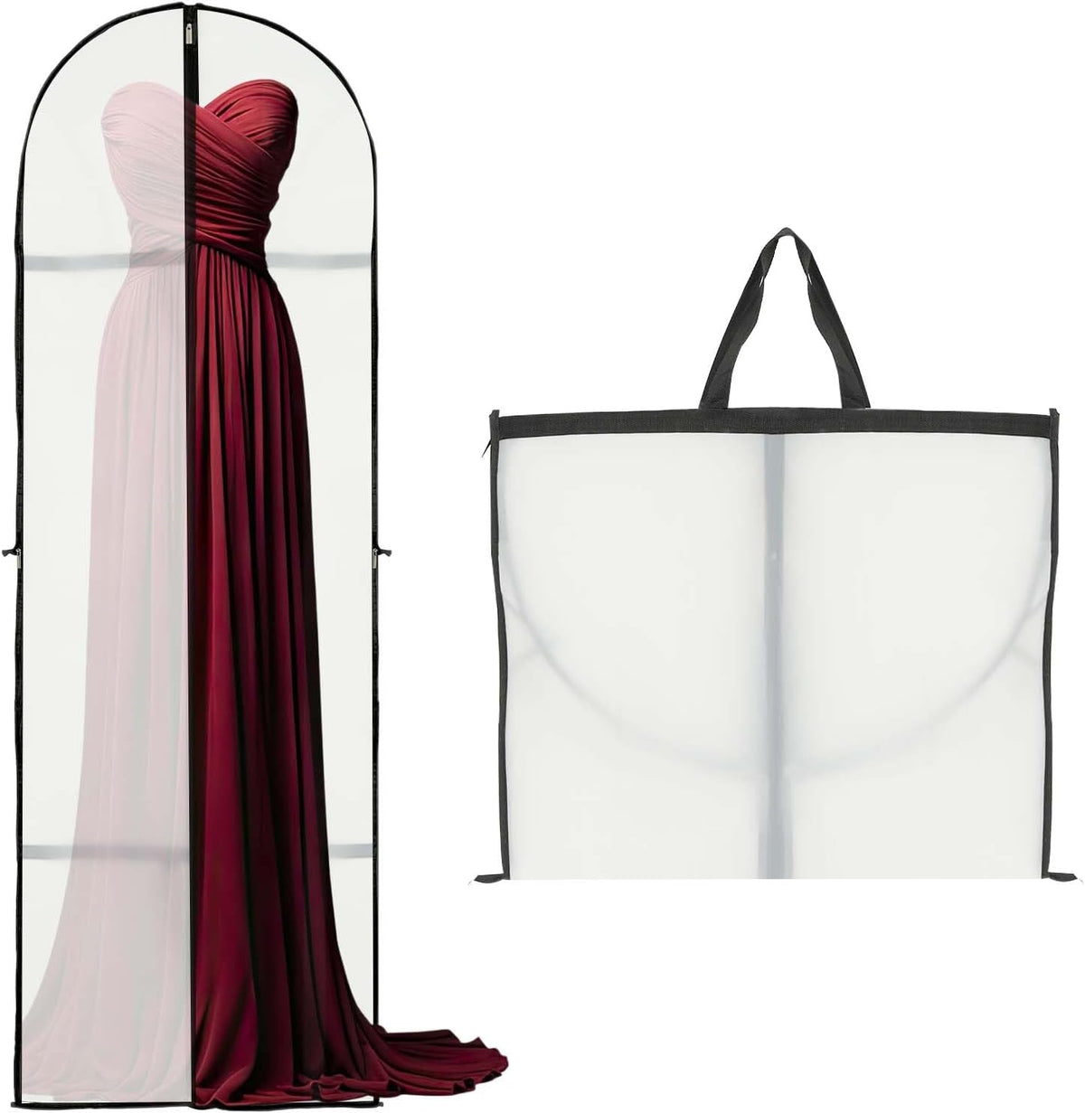 Long Garment Storage Bags with Clear Window and Full Length Zipper 2 Pack