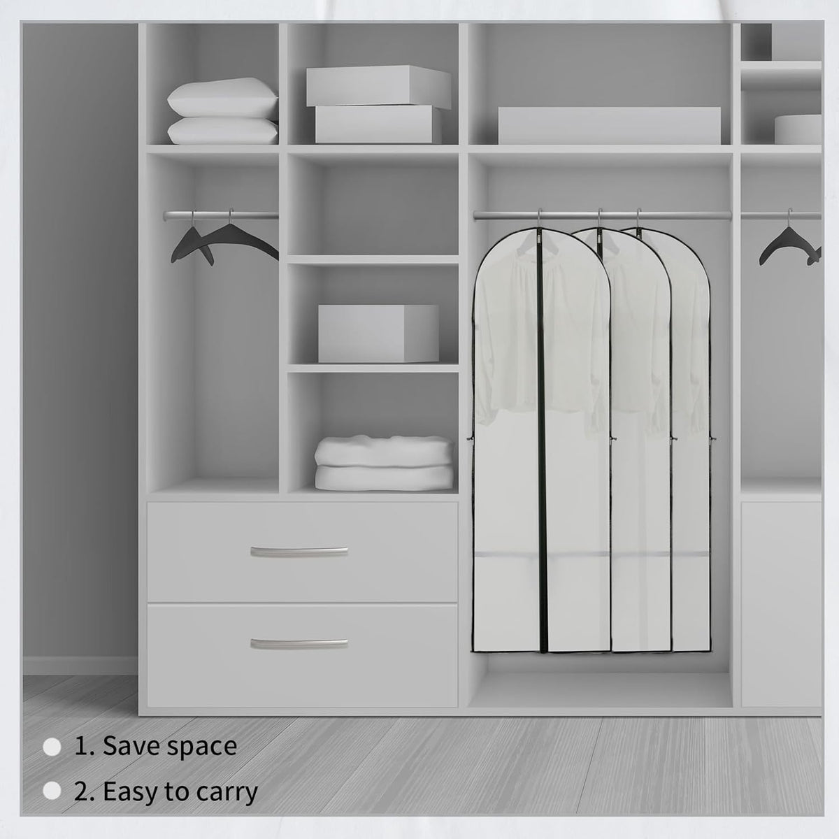 Long Garment Storage Bags with Clear Window and Full Length Zipper 2 Pack