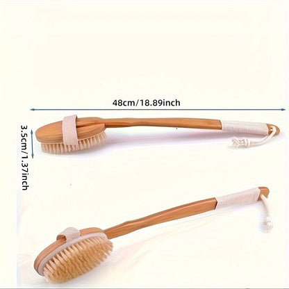 Long Handle Boar Bristle Bath Brush for Back Cleaning