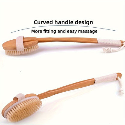 Long Handle Boar Bristle Bath Brush for Back Cleaning