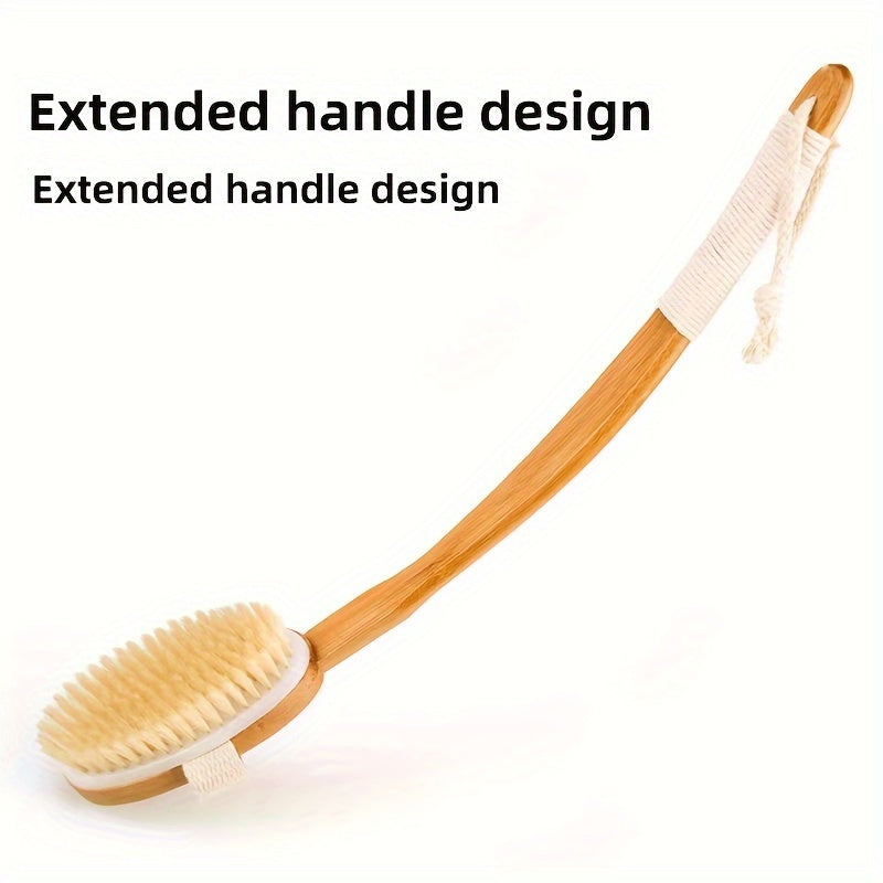 Long Handle Boar Bristle Bath Brush for Back Cleaning