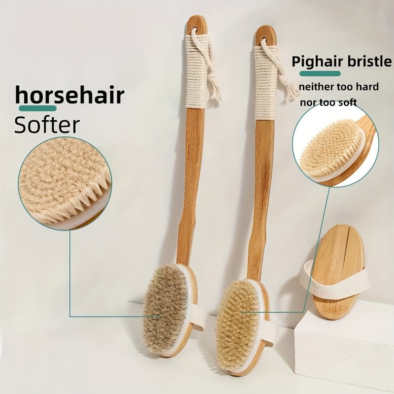 Long Handle Boar Bristle Bath Brush for Back Cleaning
