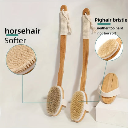 Long Handle Boar Bristle Bath Brush for Back Cleaning