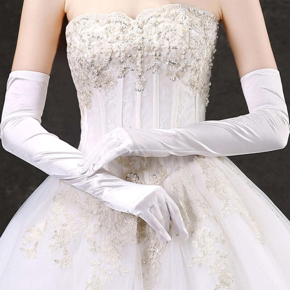 Long Satin Opera Gloves for Women