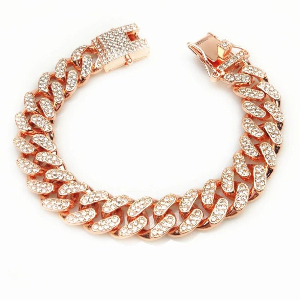 Luxury Cuban Link Dog Chain Collar with Zirconia Accents
