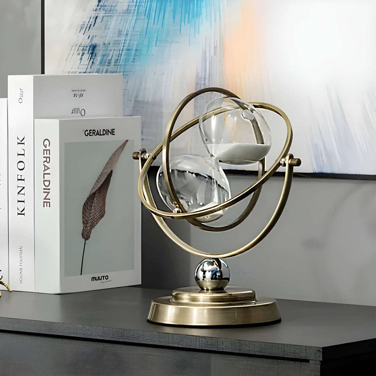 Luxury Gold Frame Hourglass Timer Elegant Decorative Sand Clock