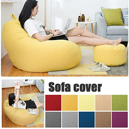 Luxury Linen Bean Bag Chair Cover Ergonomic Lounge Seating