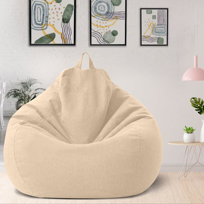 Luxury Linen Bean Bag Chair Cover Ergonomic Lounge Seating