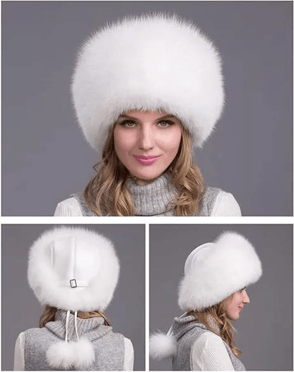 Luxury Real Fur Winter Hat with Ear Flaps for Women