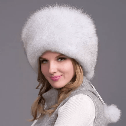 Luxury Real Fur Winter Hat with Ear Flaps for Women