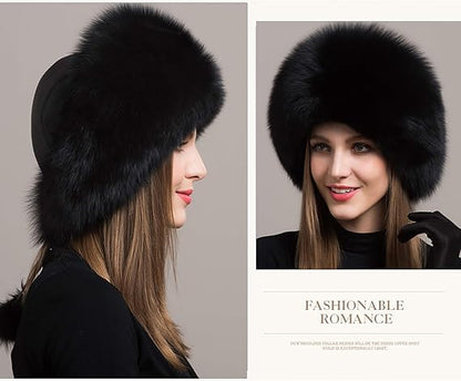 Luxury Real Fur Winter Hat with Ear Flaps for Women