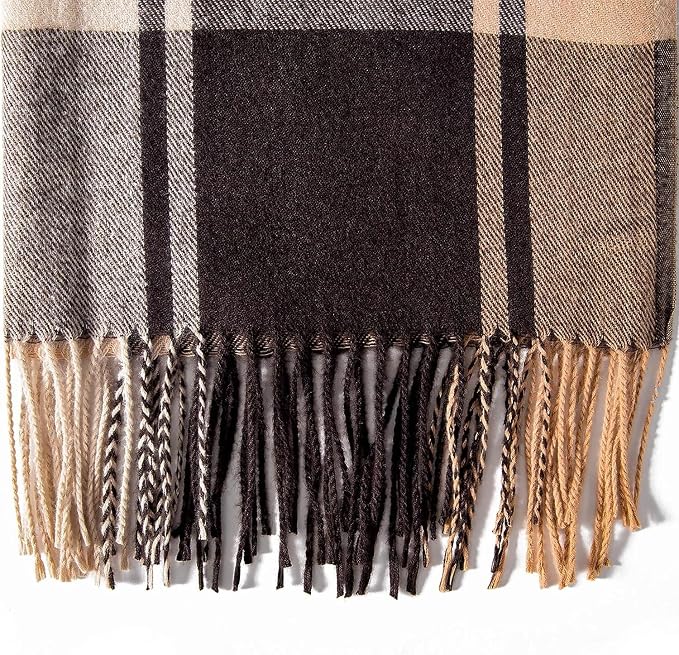 Luxury Warm Checkered Winter Scarf Elegant Soft Fabric Fashion Cold Weather Neck Wrap