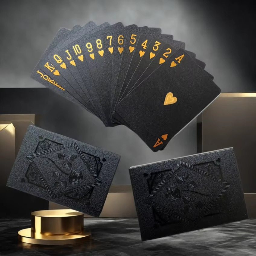 Luxury Waterproof Black Gold Playing Cards Deck