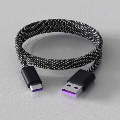 Magnetic Self Coiling Fast Charging Cable with Braided Design
