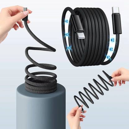 Magnetic Self Coiling Fast Charging Cable with Braided Design