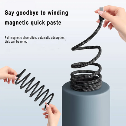 Magnetic Self Coiling Fast Charging Cable with Braided Design