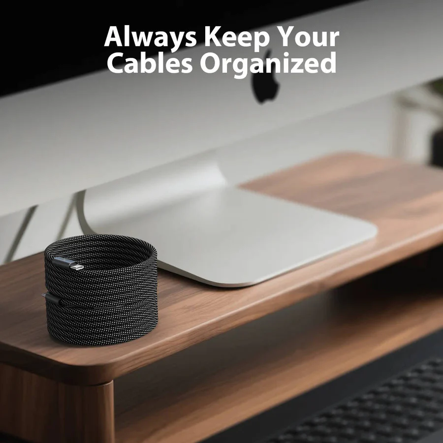 Magnetic Self Coiling Fast Charging Cable with Braided Design