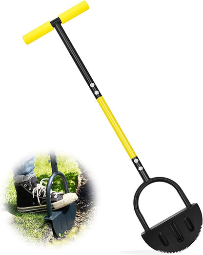 Manual Lawn Edger with Serrated Half Moon Blade for Garden Borders
