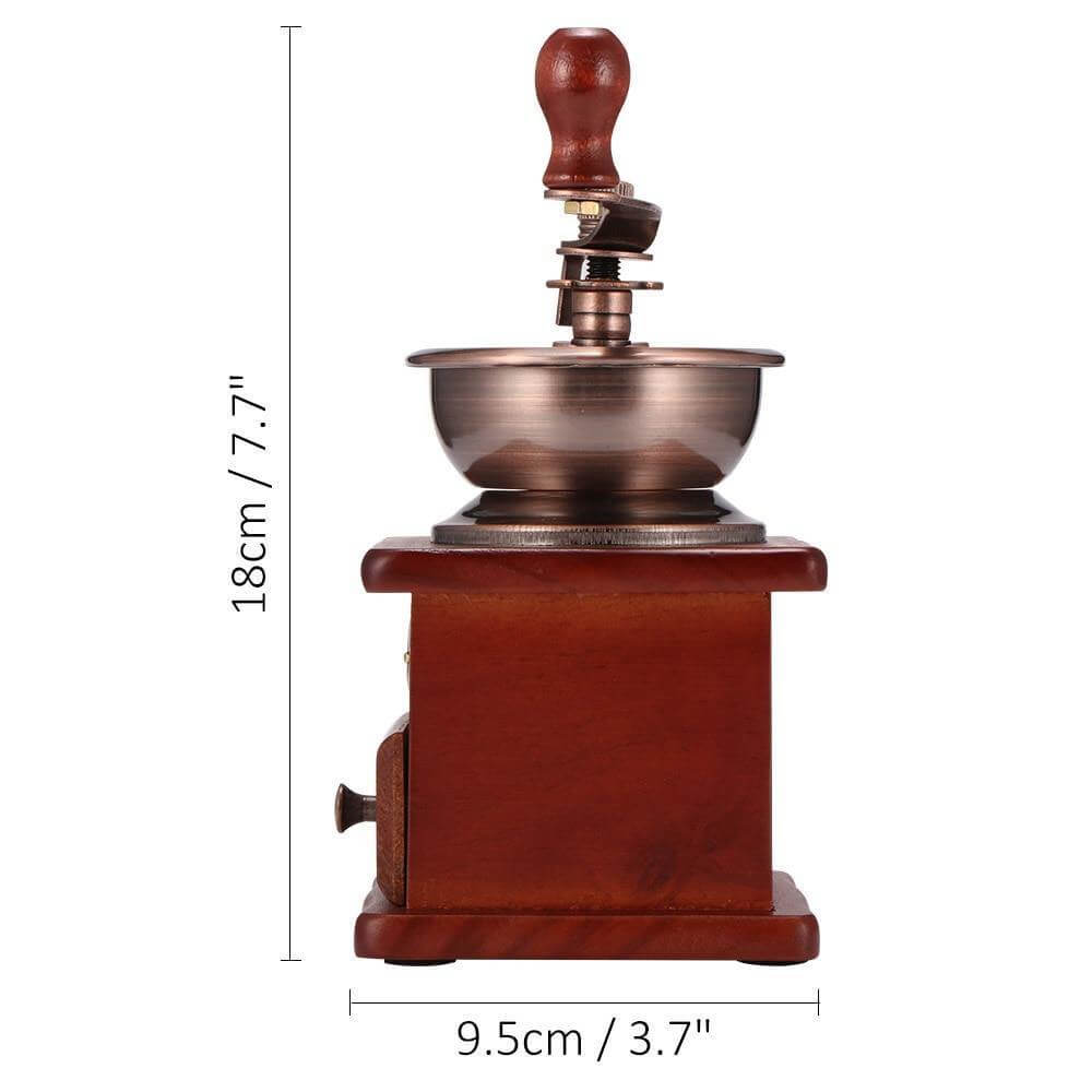 Manual Wooden Coffee Grinder Antique Hand Crank Mill