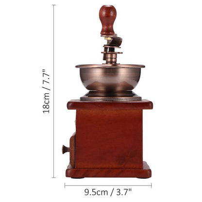 Manual Wooden Coffee Grinder Antique Hand Crank Mill