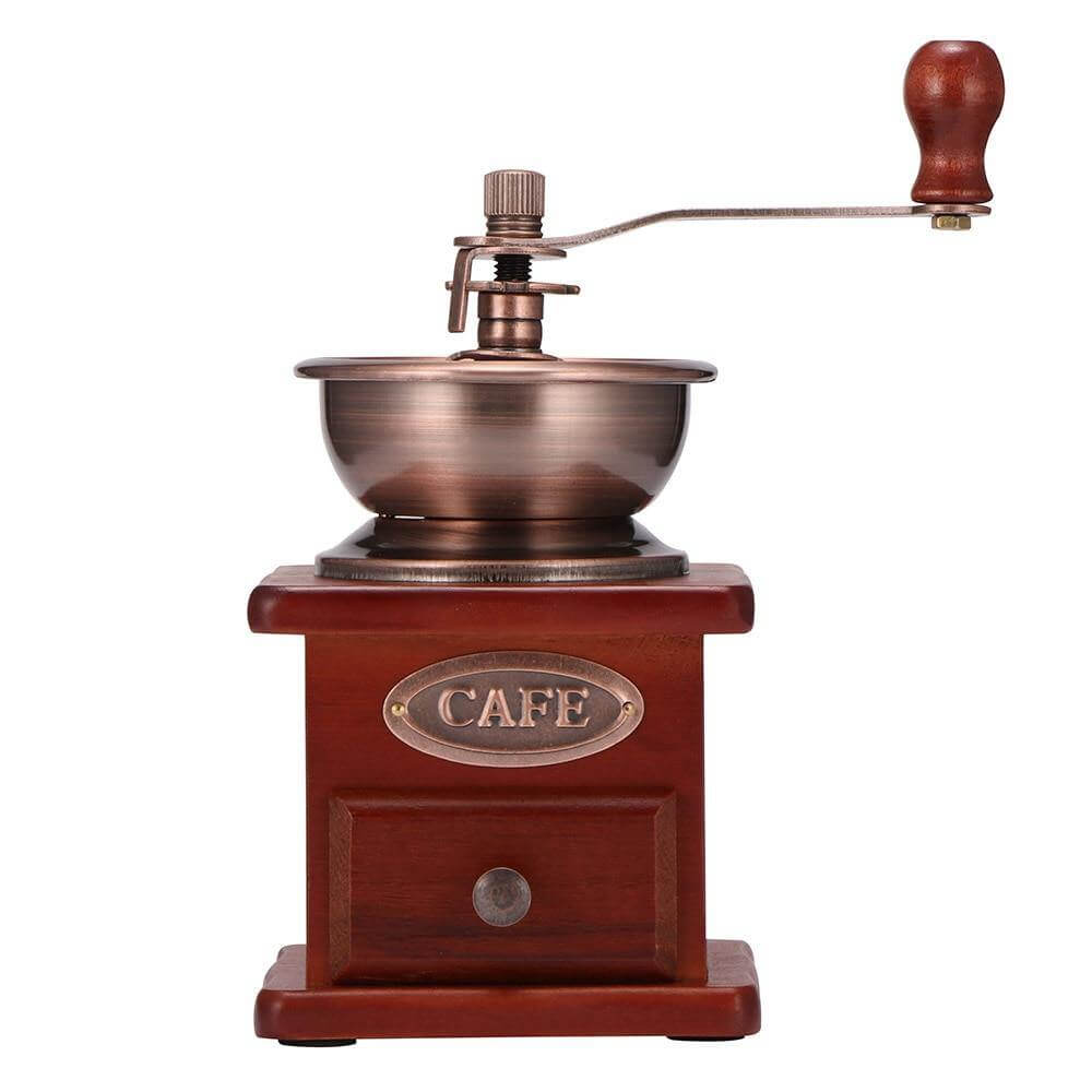 Manual Wooden Coffee Grinder Antique Hand Crank Mill