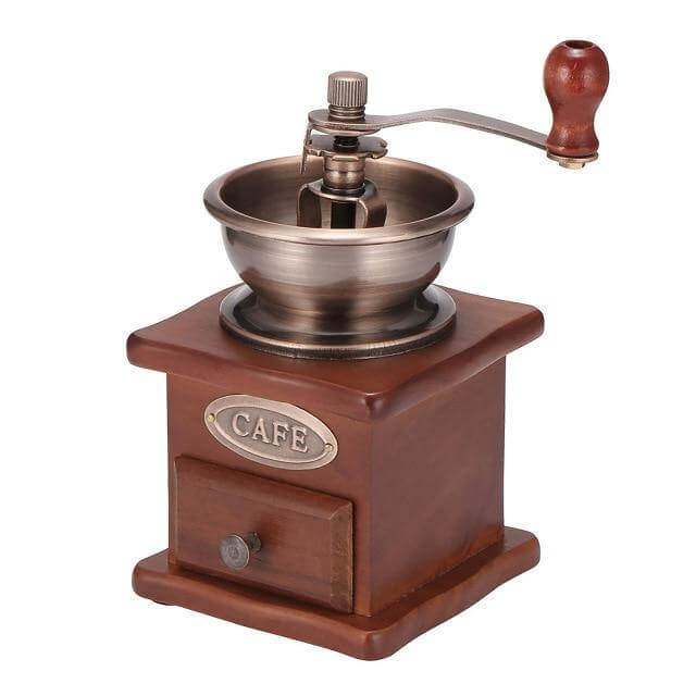Manual Wooden Coffee Grinder Antique Hand Crank Mill