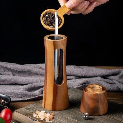 Manual Wooden Salt and Pepper Grinder Set with Adjustable Coarseness