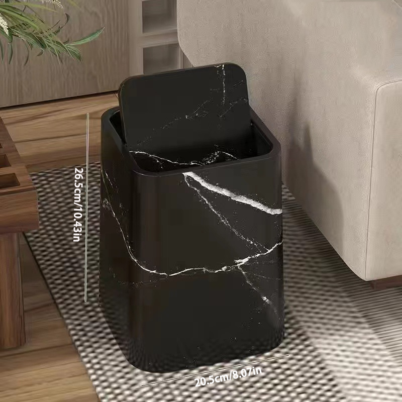 Marble Pattern Trash Can with Swivel Lid