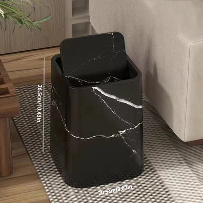 Marble Pattern Trash Can with Swivel Lid