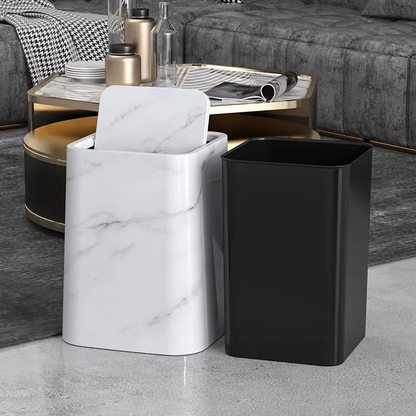 Marble Pattern Trash Can with Swivel Lid