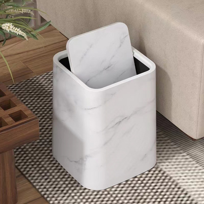 Marble Pattern Trash Can with Swivel Lid