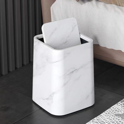 Marble Pattern Trash Can with Swivel Lid