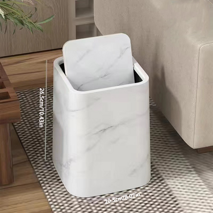 Marble Pattern Trash Can with Swivel Lid
