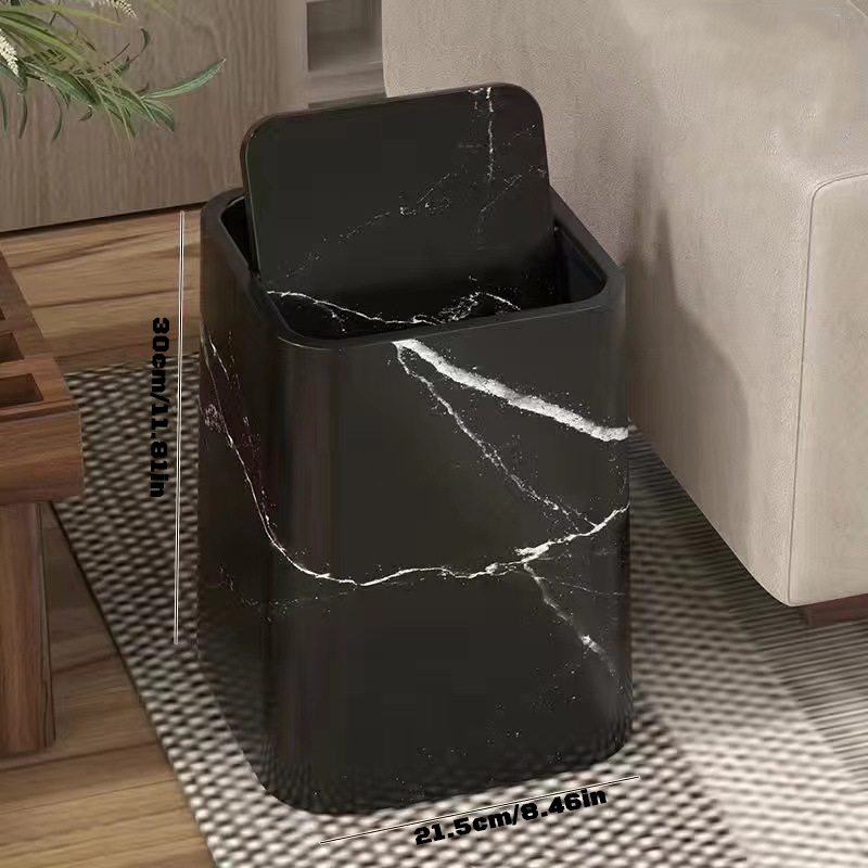 Marble Pattern Trash Can with Swivel Lid