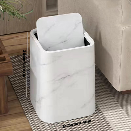 Marble Pattern Trash Can with Swivel Lid