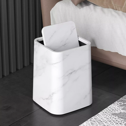Marble Pattern Trash Can with Swivel Lid