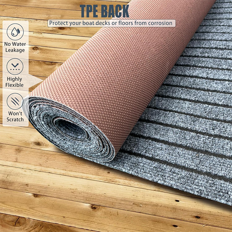 Marine Grade Waterproof Carpet Grey Teak Indoor Outdoor Rug