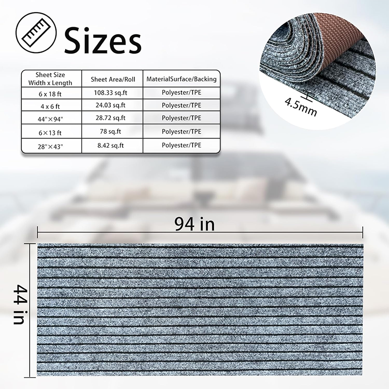 Marine Grade Waterproof Carpet Grey Teak Indoor Outdoor Rug