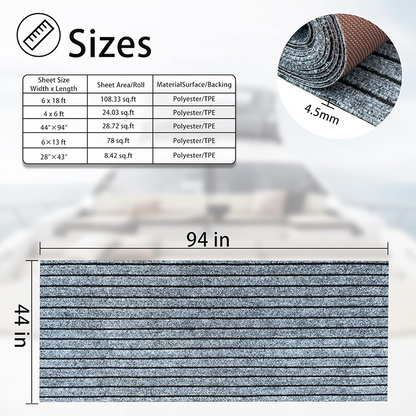 Marine Grade Waterproof Carpet Grey Teak Indoor Outdoor Rug