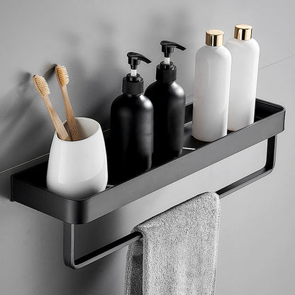 Matte Black Stainless Steel Bathroom Shelf Rack Set