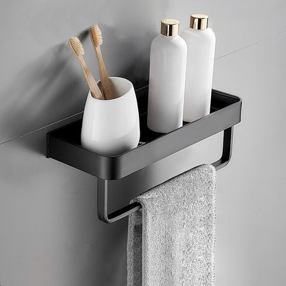 Matte Black Stainless Steel Bathroom Shelf Rack Set
