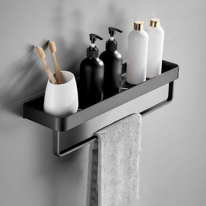 Matte Black Stainless Steel Bathroom Shelf Rack Set