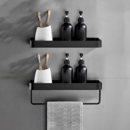 Matte Black Stainless Steel Bathroom Shelf Rack Set