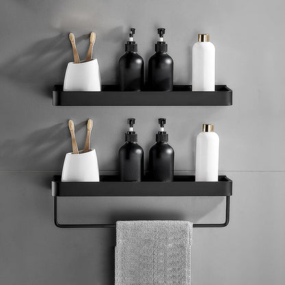 Matte Black Stainless Steel Bathroom Shelf Rack Set