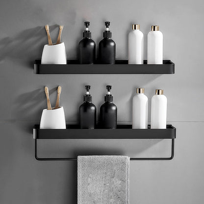 Matte Black Stainless Steel Bathroom Shelf Rack Set