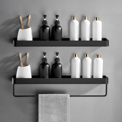 Matte Black Stainless Steel Bathroom Shelf Rack Set