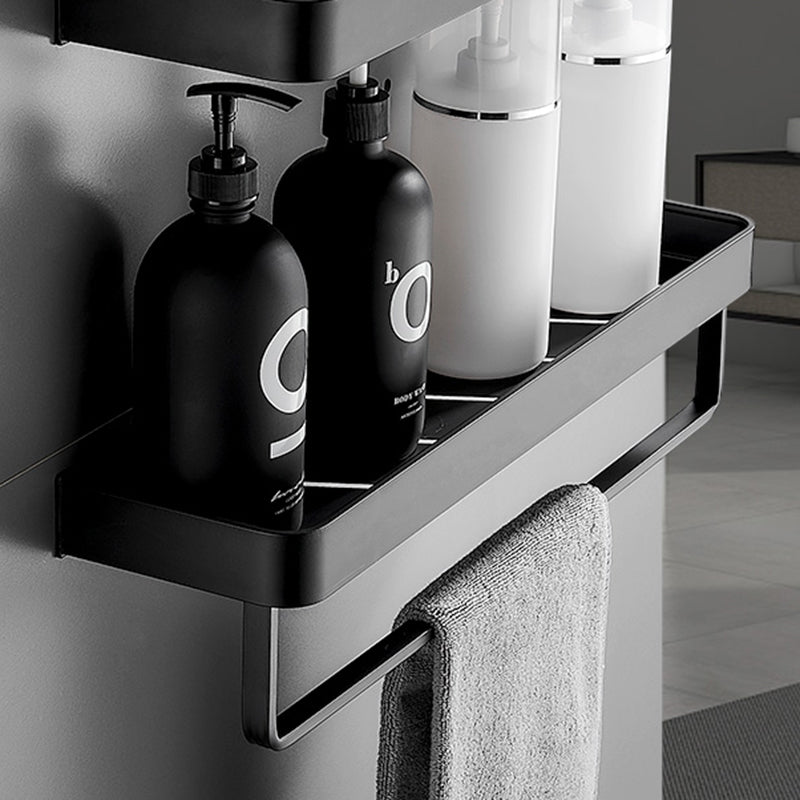 Matte Black Stainless Steel Bathroom Shelf Rack Set